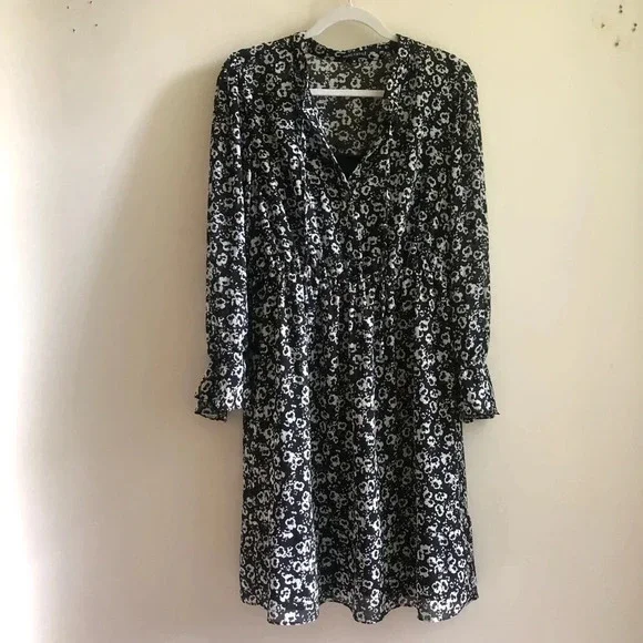 J. Crew Floral Chiffon Ruffle Sleeve Spring Prairie Tie Dress Small - Picture 3 of 8